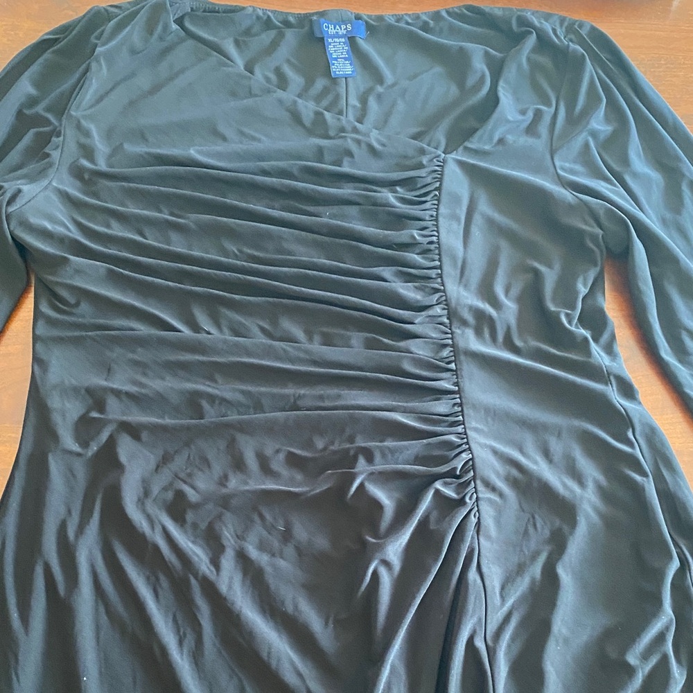 Chaps Black Long Sleeve Ruched Dress - XL - Picture 3 of 13